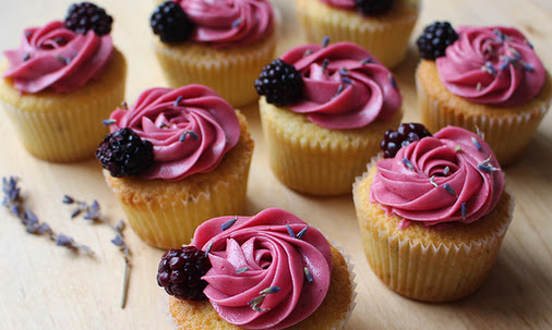 Lavender Cupcakes With Blackberry Buttercream